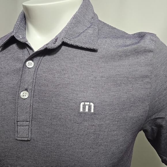 Travis Mathew Golf Polo Shirt Men Size Medium Lavender Striped Pima Cotton Blend - Picture 2 of 10